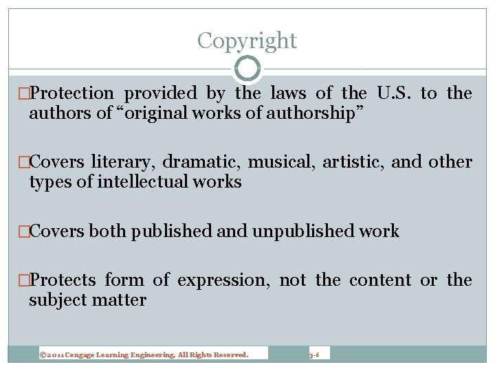 Copyright �Protection provided by the laws of the U. S. to the authors of