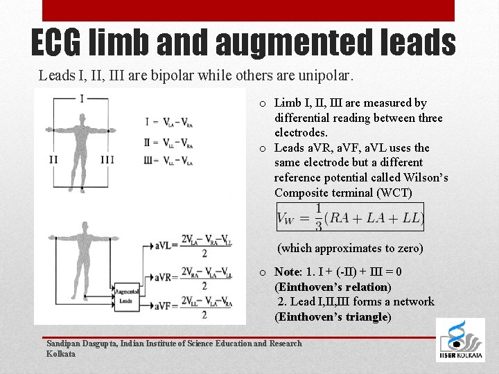 ECG limb and augmented leads Leads I, III are bipolar while others are unipolar.