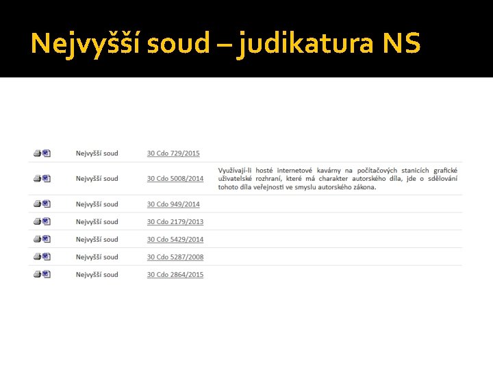 Nejvyšší soud – judikatura NS 