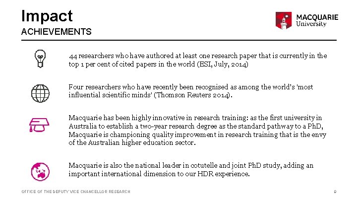 Impact ACHIEVEMENTS 44 researchers who have authored at least one research paper that is