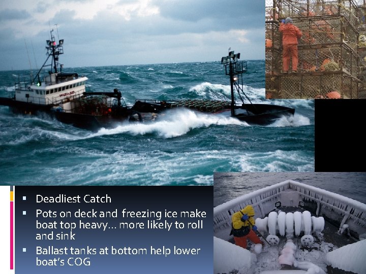  Deadliest Catch Pots on deck and freezing ice make boat top heavy… more