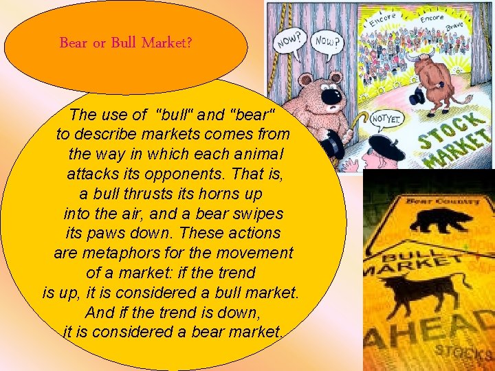 Bear or Bull Market? The use of "bull" and "bear" to describe markets comes