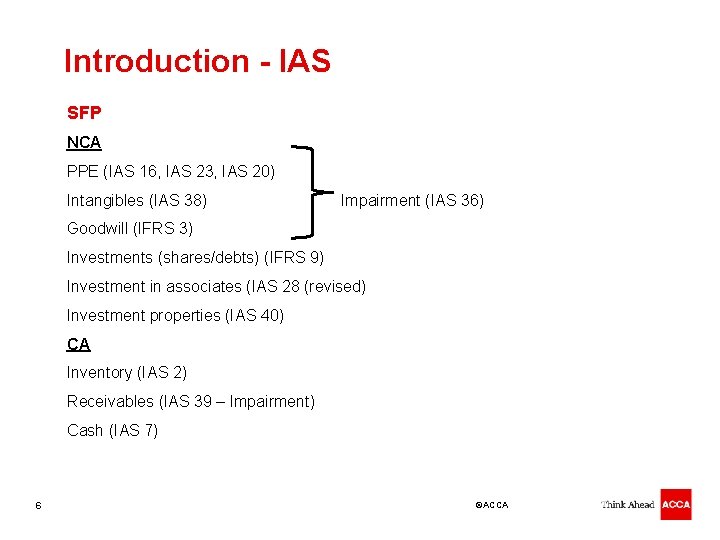 Introduction - IAS SFP NCA PPE (IAS 16, IAS 23, IAS 20) Intangibles (IAS