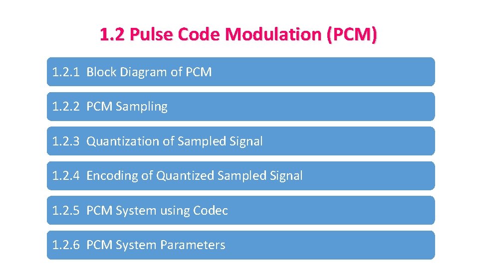 1. 2 Pulse Code Modulation (PCM) 1. 2. 1 Block Diagram of PCM 1.