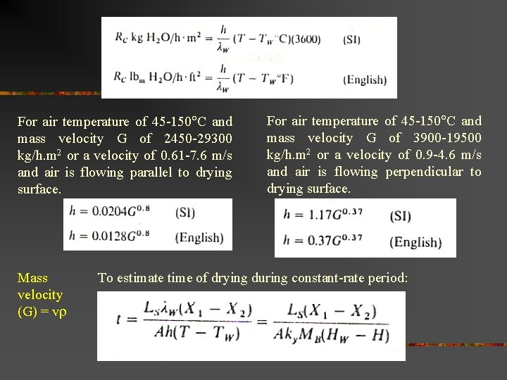 For air temperature of 45 -150 C and mass velocity G of 2450 -29300