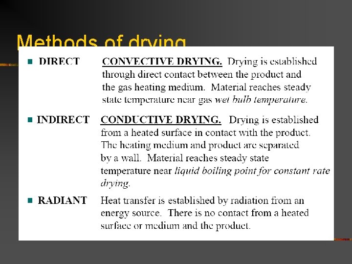 Methods of drying 