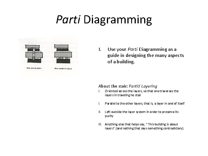 Parti Diagramming I. Use your Parti Diagramming as a guide in designing the many