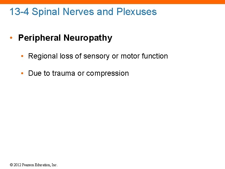 13 -4 Spinal Nerves and Plexuses • Peripheral Neuropathy • Regional loss of sensory