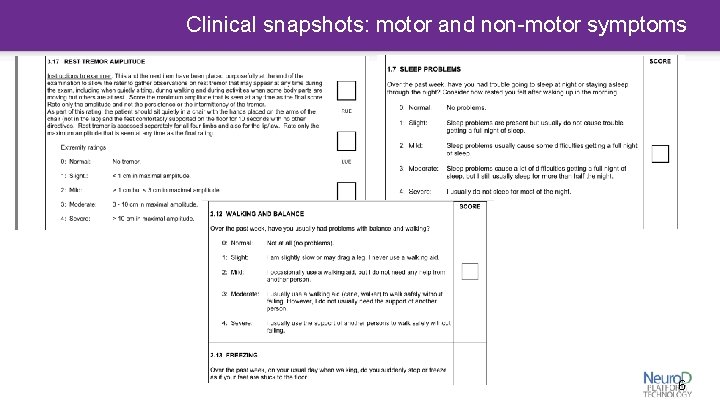 Clinical snapshots: motor and non-motor symptoms http: //bit. do/Neuro. D-PT-Launch 6 