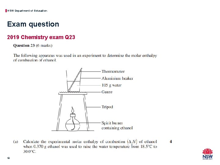 NSW Department of Education Exam question 2019 Chemistry exam Q 23 18 