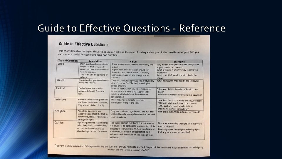 Guide to Effective Questions - Reference 