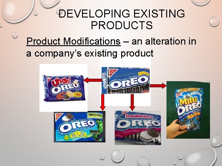 DEVELOPING EXISTING PRODUCTS Product Modifications – an alteration in a company’s existing product 