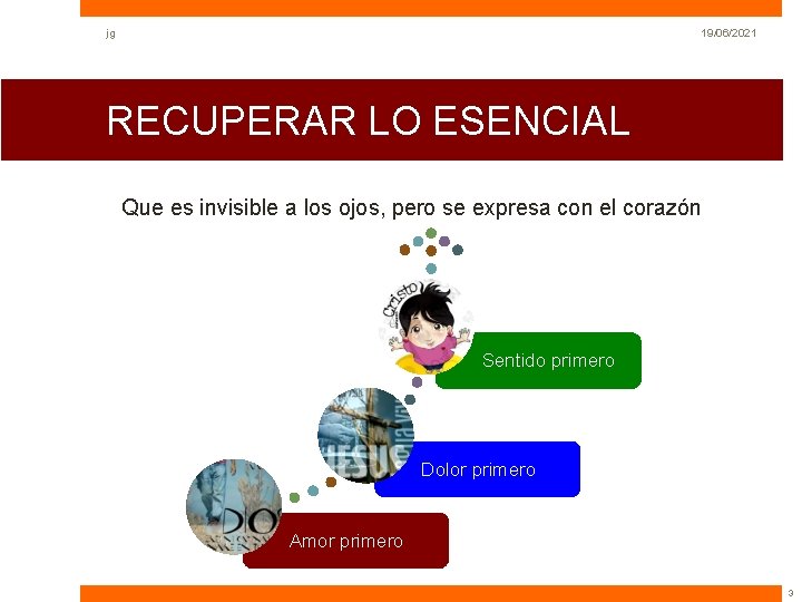 jg 19/06/2021 RECUPERAR LO ESENCIAL Que es invisible a los ojos, pero se expresa jg 19/06/2021 RECUPERAR LO ESENCIAL Que es invisible a los ojos, pero se expresa