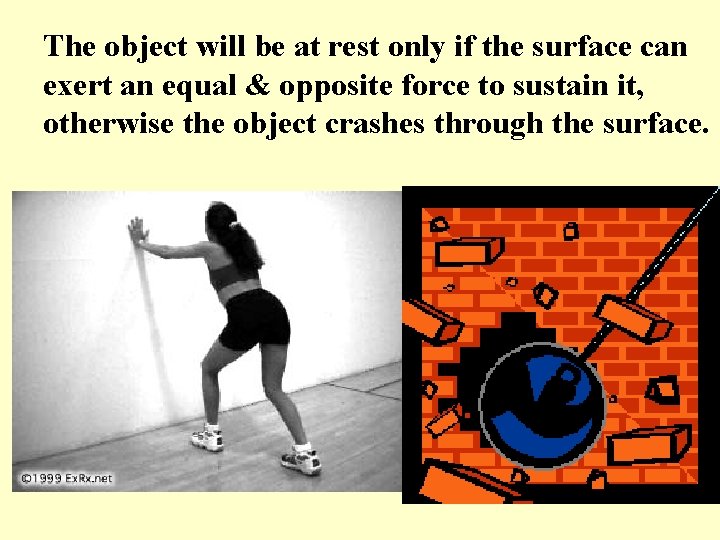 The object will be at rest only if the surface can exert an equal