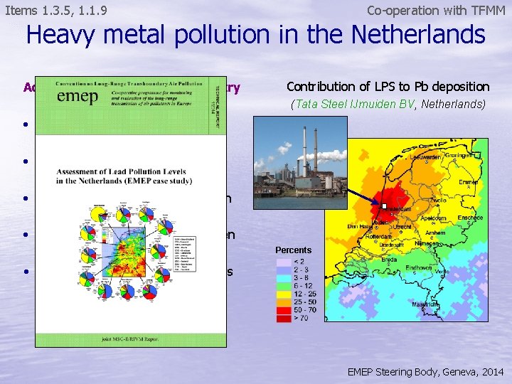 Co-operation with TFMM Items 1. 3. 5, 1. 1. 9 Heavy metal pollution in