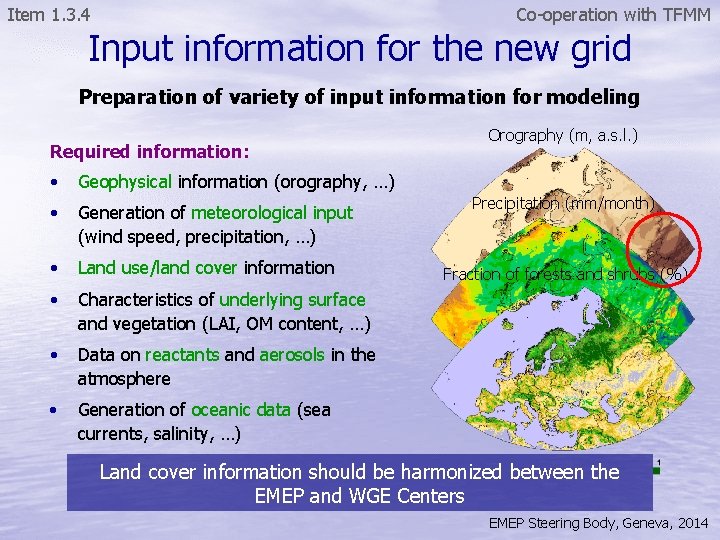 Co-operation with TFMM Item 1. 3. 4 Input information for the new grid Preparation