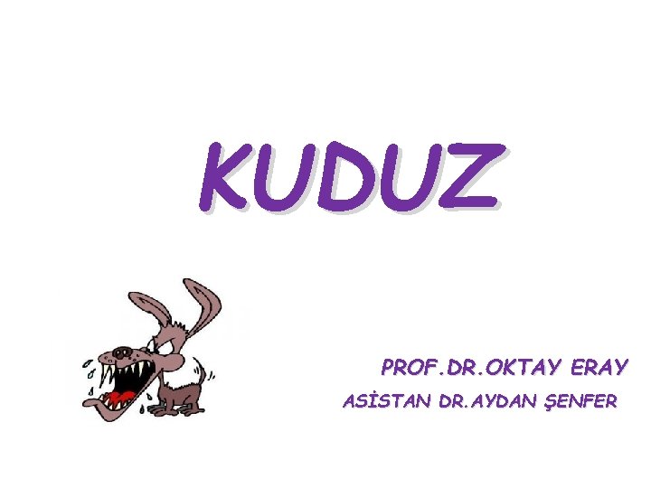 KUDUZ PROF. DR. OKTAY ERAY ASİSTAN DR. AYDAN ŞENFER KUDUZ PROF. DR. OKTAY ERAY ASİSTAN DR. AYDAN ŞENFER