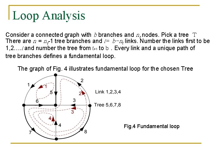 Loop Analysis Consider a connected graph with b branches and nt nodes. Pick a