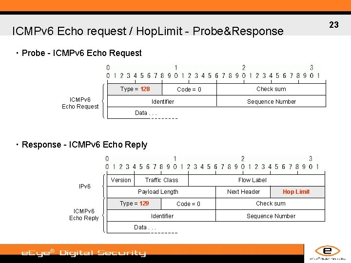 ICMPv 6 Echo request / Hop. Limit - Probe&Response ・ Probe - ICMPv 6