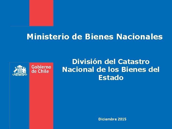 Ministerio de Bienes Nacionales División del Catastro Nacional de los Bienes del Estado Diciembre
