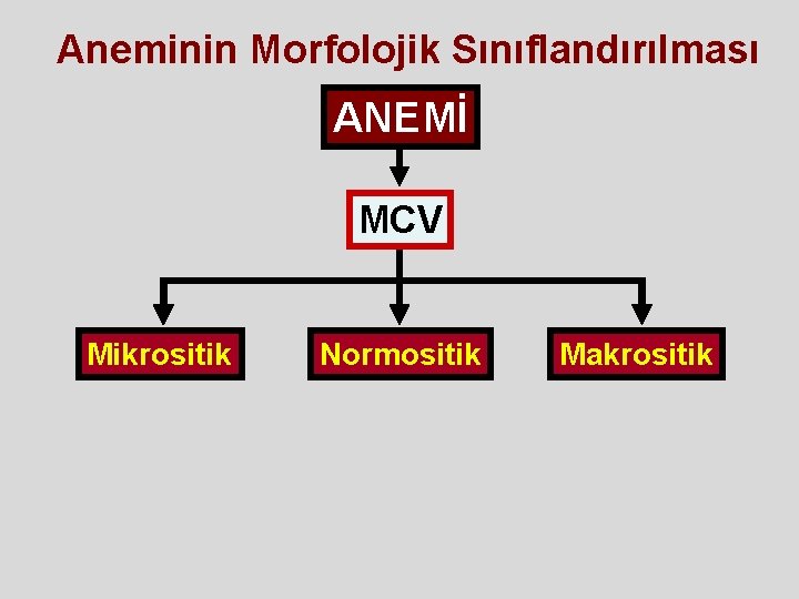 Aneminin Morfolojik Sınıflandırılması ANEMİ MCV Mikrositik Normositik Makrositik Aneminin Morfolojik Sınıflandırılması ANEMİ MCV Mikrositik Normositik Makrositik