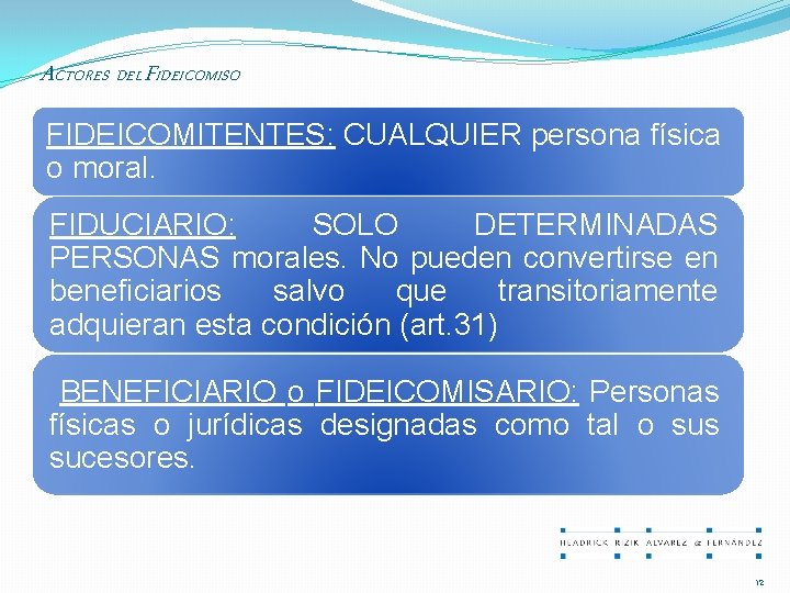 ACTORES DEL FIDEICOMISO FIDEICOMITENTES: CUALQUIER persona física o moral. FIDUCIARIO: SOLO DETERMINADAS PERSONAS morales.