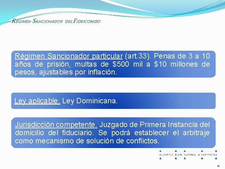 RÉGIMEN SANCIONADOR DEL FIDEICOMISO Régimen Sancionador particular (art. 33). Penas de 3 a 10