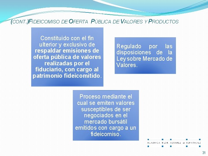 (CONT. )FIDEICOMISO DE OFERTA PÚBLICA DE VALORES Y PRODUCTOS Constituido con el fin ulterior