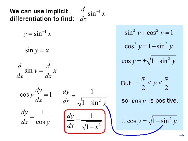 We can use implicit differentiation to find: But so is positive. 