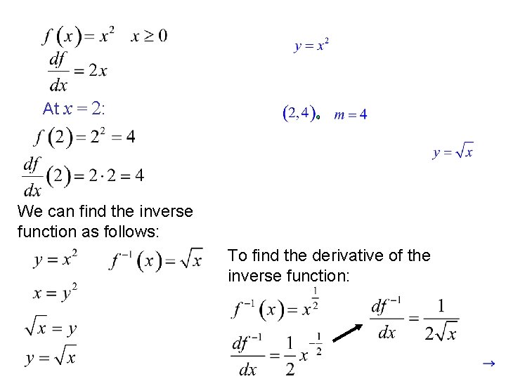 At x = 2: We can find the inverse function as follows: Switch x