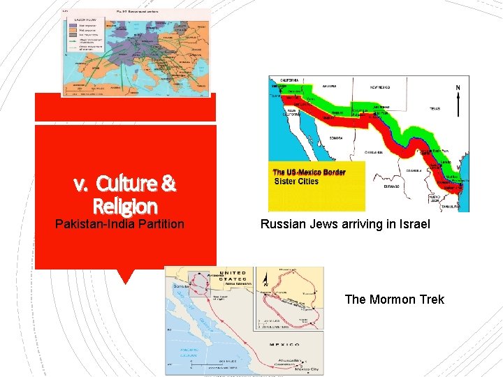 v. Culture & Religion Pakistan-India Partition Russian Jews arriving in Israel The Mormon Trek