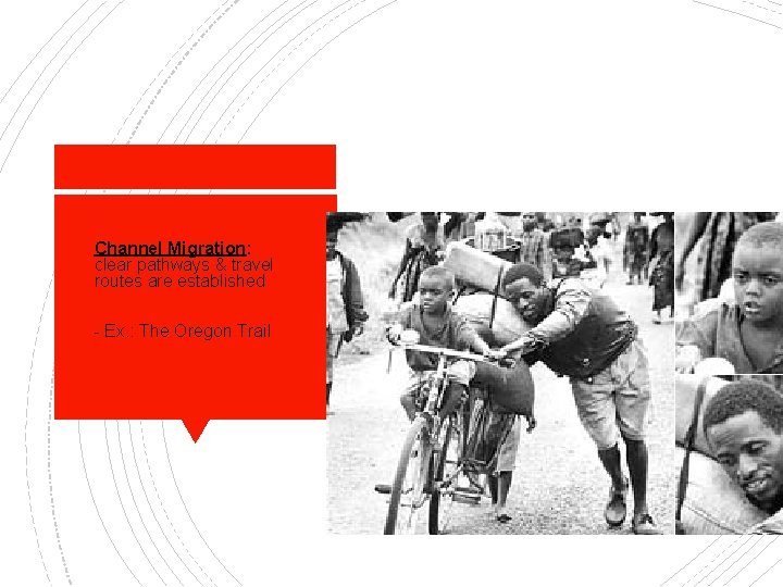 Channel Migration: clear pathways & travel routes are established - Ex. : The Oregon