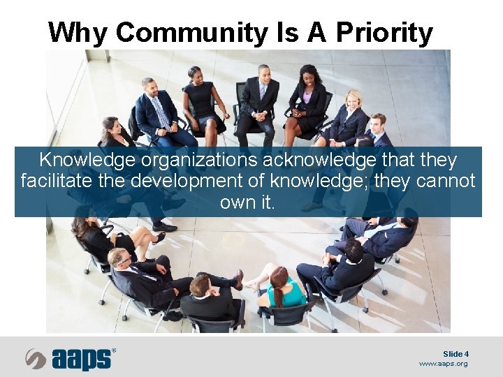 Why Community Is A Priority Knowledge organizations acknowledge that they facilitate the development of