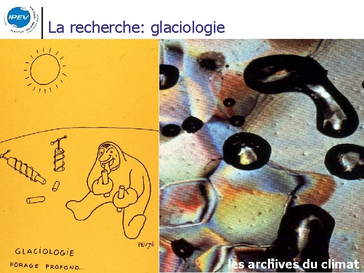 La recherche: glaciologie les archives du climat 