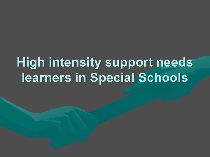 High intensity support needs learners in Special Schools High intensity support needs learners in Special Schools