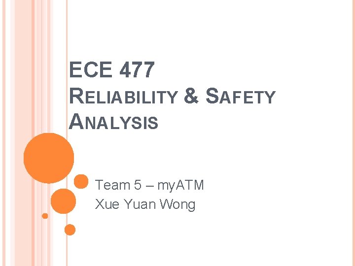 ECE 477 RELIABILITY & SAFETY ANALYSIS Team 5 – my. ATM Xue Yuan Wong