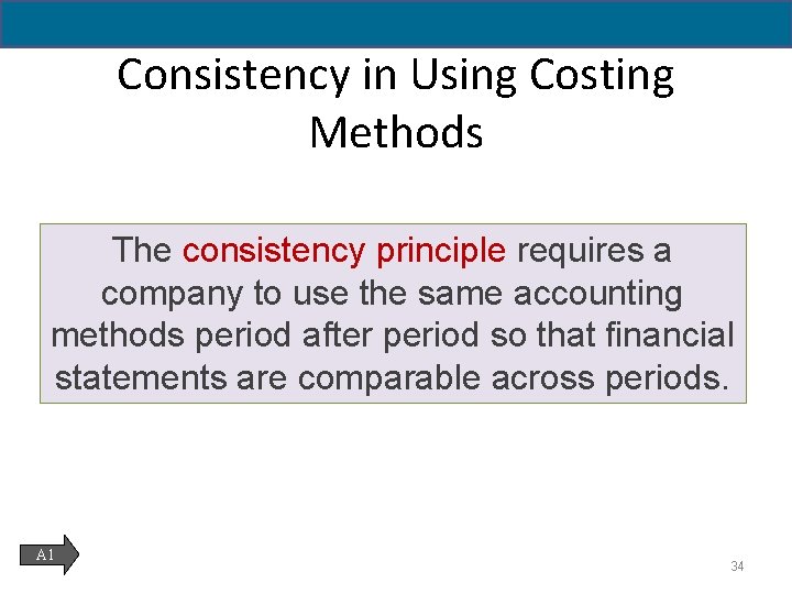 6 - 34 Consistency in Using Costing Methods The consistency principle requires a company