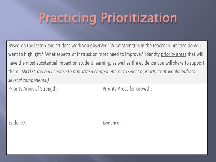 Practicing Prioritization 