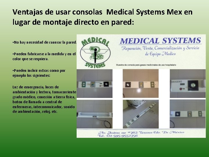 Ventajas de usar consolas Medical Systems Mex en lugar de montaje directo en pared: