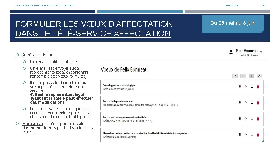 ACADÉMIE DE NANCY METZ – SAIO - MAI 2020 FORMULER LES VŒUX D’AFFECTATION DANS