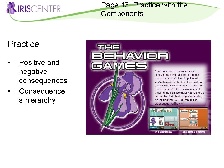Page 13: Practice with the Components Practice • • Positive and negative consequences Consequence