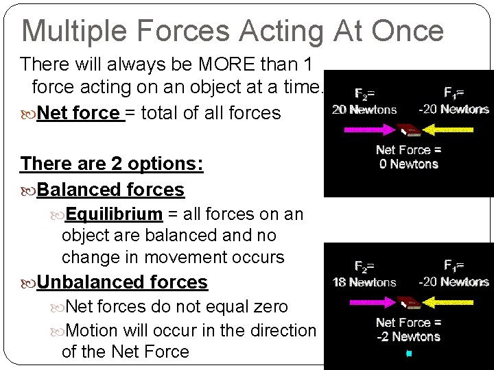 Multiple Forces Acting At Once There will always be MORE than 1 force acting