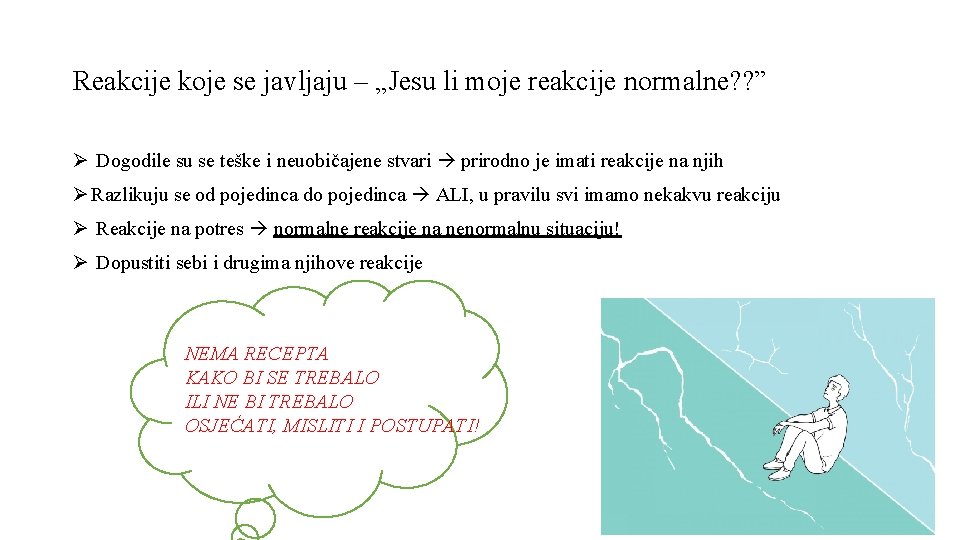 Reakcije koje se javljaju – „Jesu li moje reakcije normalne? ? ” Ø Dogodile