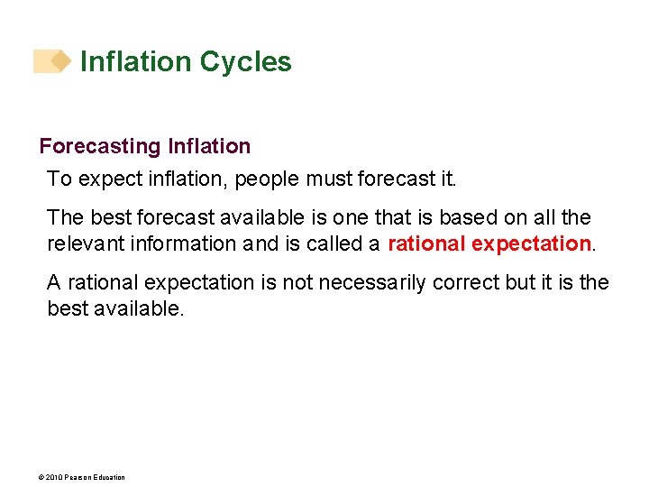 Inflation Cycles Forecasting Inflation To expect inflation, people must forecast it. The best forecast