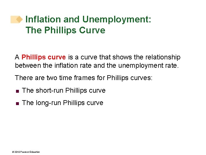 Inflation and Unemployment: The Phillips Curve A Phillips curve is a curve that shows