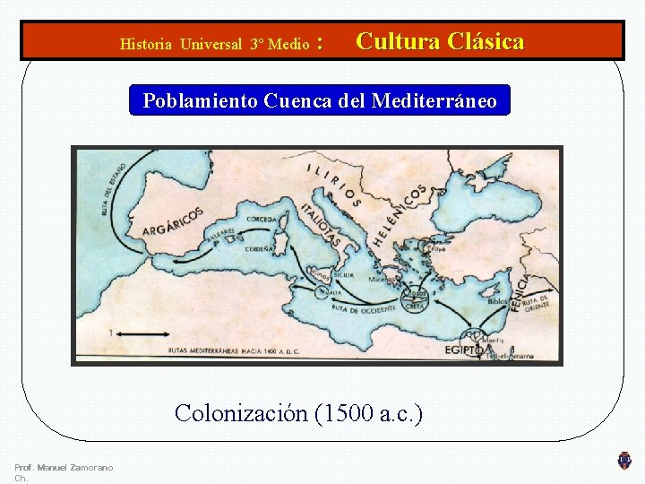 Historia Universal 3º Medio : Cultura Clásica Poblamiento Cuenca del Mediterráneo Colonización (1500 a.