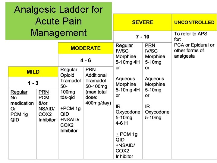 Analgesic Ladder for Acute Pain Management 