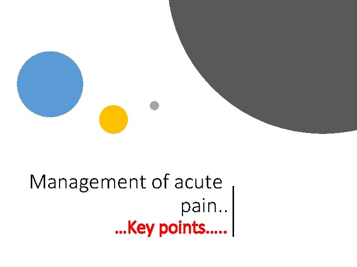 Management of acute pain. . …Key points…. . 
