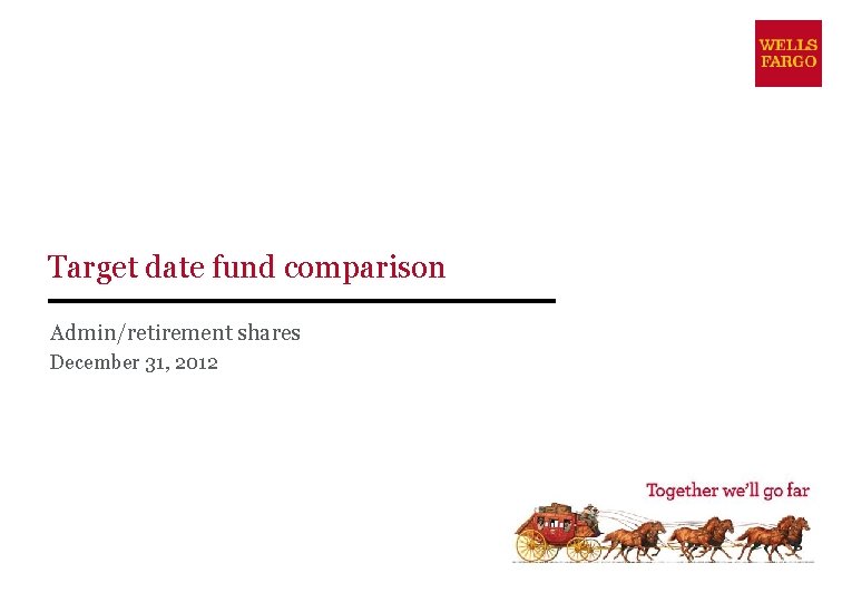 Target date fund comparison Admin/retirement shares December 31, 2012 