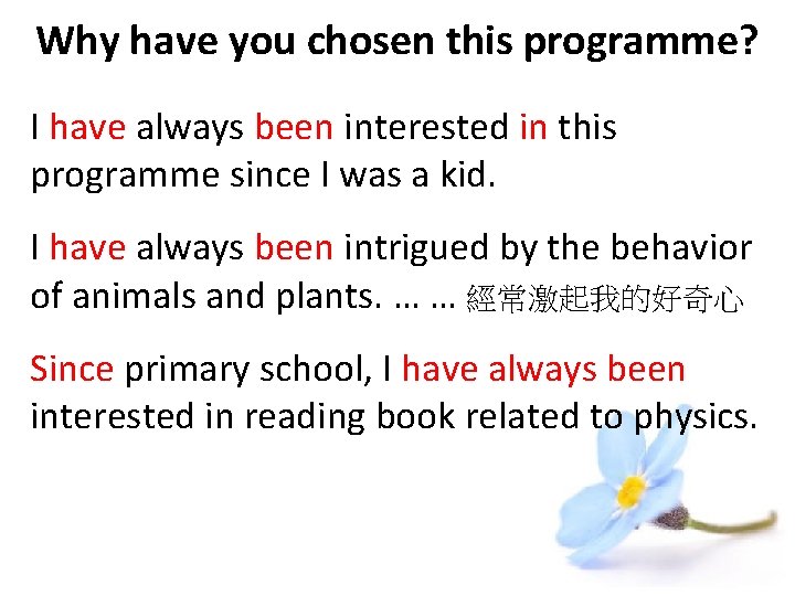 Why have you chosen this programme? I have always been interested in this programme